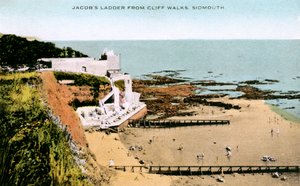 Jakobsleiter, gesehen vom Klippenweg, Sidmouth, Devon, frühes 20. Jahrhundert