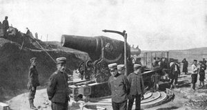 Japanische Haubitzenbatterie vor Port Arthur, Russisch-Japanischer Krieg, 1904-5