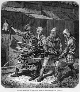 Japanische Krieger der Bürgerkriege im dreizehnten Jahrhundert, um 1875 von Unbekannt