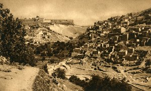 Jerusalem - Tal von Kidron, Siloam und Stadtmauer, ca. 1918-1939 von Unbekannt