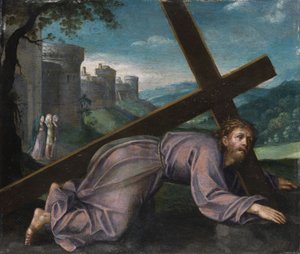 Jesus fällt unter dem Kreuz. Norditalienischer Maler des 17. Jahrhunderts