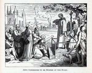 Juden zum Verbrennen auf dem Scheiterhaufen verurteilt, 1882 von Unbekannt