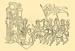 Johanna von Orléans kommt an den Hof des französischen Königs, um 1930 von Unbekannt