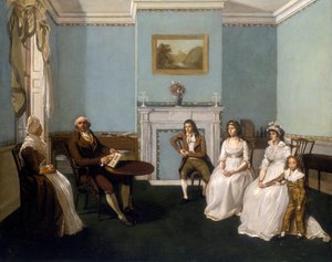 John Middleton mit seiner Familie in seinem Wohnzimmer, um 1796 von Unbekannt
