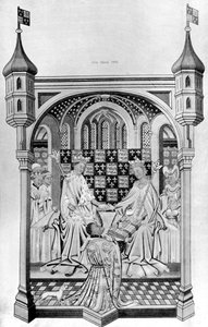 John Talbot, Earl of Shrewsbury, überreicht Margaret von Anjou ein Buch, ca. 1445, 1910 von Unbekannt