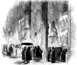 Joseph Addisons Fackelbeerdigung in der Westminster Abbey, 1719 ca. 1850 von Unbekannt