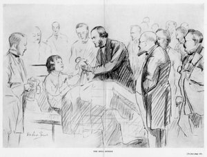 Joseph Lister, englischer Chirurg, bei seiner Visite im Glasgow Royal Infirmary, ca. 1867, 1927 von Unbekannt