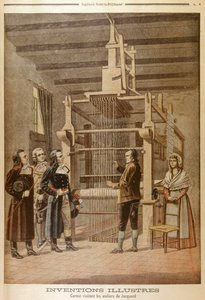 Joseph Marie Jacquard zeigt seinen Webstuhl Lazare Carnot, Lyon, Frankreich, 1801