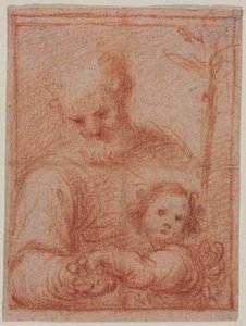Joseph und Kind recto, Fragment von zwei Figuren verso, 16. Jahrhundert