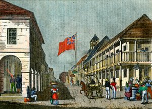 Kreuzung von Harbour Street und King Street, Kingston, Jamaika, um 1835 von Unbekannt