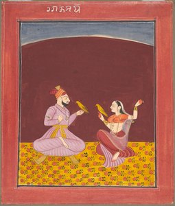 Kamod Raga der Dipak Raga Familie, Seite aus einer Ragamala-Serie, um 1750