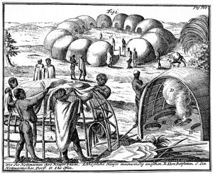 Khoikhoi Hütten und Kraal, Südafrika, 1931