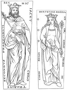 König Chlothar II. 584-629 und Bertude 575-604, 12. Jahrhundert 1849