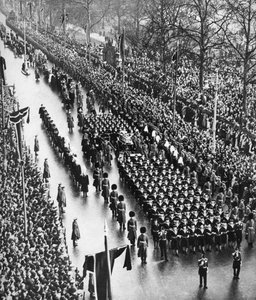 Begräbnisprozession von König George V. entlang der Piccadilly, London, 28. Januar 1936