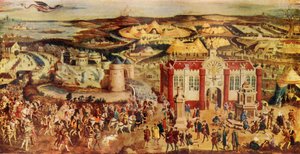 König Heinrich VIII. trifft Franz I. auf dem Feld des Goldenen Tuchs, 1520, um 1930 von Unbekannt