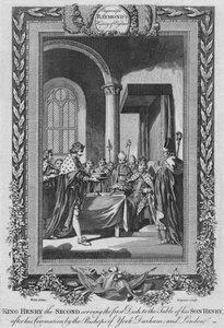 König Heinrich II. serviert die erste Speise am Tisch seines Sohnes, ca. 1787 von Unbekannt