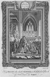 König Heinrich der Sechste gekrönt in der Kathedrale Notre Dame, in Paris, um 1787 von Unbekannt
