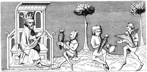 König Modus lehrt die Kunst der Falknerei, 14. Jahrhundert, 1849 von Unbekannt