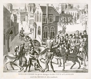 König Richard II. konfrontiert die Rebellen, Bauernaufstand, London, 1381, 19. Jahrhundert von Unbekannt