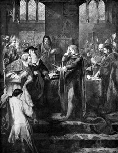 König Richard II. übergibt die Krone an seinen Cousin Bolingbroke, 1399