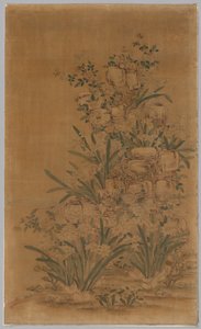 Ko Ssu Panel: Felsen und Narzissen, 1700er - 1800er
