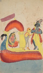 Krishna bringt Radha über den Yamuna-Fluss, 1800er