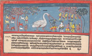 Krishna tötet Bakasura, den Kranichdämon