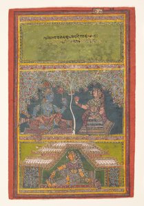 Krishna und Radha im Gespräch: Seite aus einem verstreuten Gita Govinda..., 18. Jahrhundert