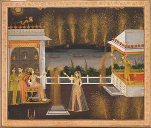 Damen feiern Diwali, ca. 1760 von Unbekannt