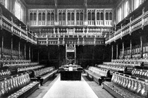 Damen-Gitter über der Reporter-Galerie, House of Commons, Westminster, London, ca. 1905