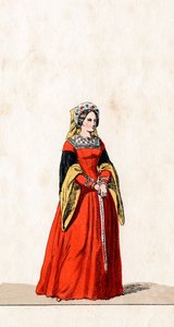Hofdame, Kostümentwurf für Shakespeares Stück Heinrich VIII