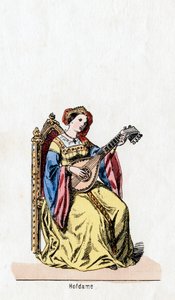 Hofdame, Kostümentwurf für Shakespeares Stück Heinrich VIII, 19. Jahrhundert von Unbekannt
