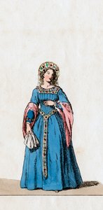 Hofdame, Kostümentwurf für Shakespeares Stück, Heinrich VIII., 19. Jahrhundert von Unbekannt