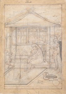 Dame, die eine Wasserpfeife rauchen will, ca. 1790