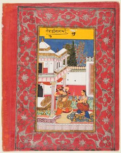 Dame, die sich nach ihrem Liebhaber sehnt, Varari Ragini von Dipak, aus einem Ragamala, 1650-60 von Unbekannt