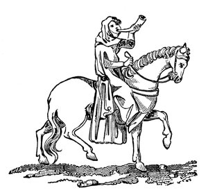 Dame, die ein Jagdhorn bläst, 14. Jahrhundert, 1833 von Unbekannt