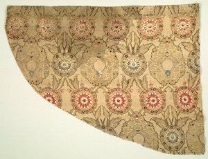 Lampas mit doppeltem ogivalem Blumenmuster auf kariertem Grund, 1550-1575 von Unbekannt