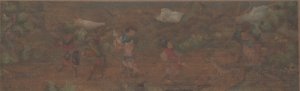 Landschaftsgemälde einer Figur in Waldlandschaft von Unbekannt