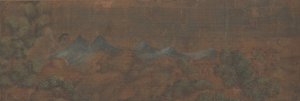 Landschaftsgemälde einer Figur in Waldlandschaft