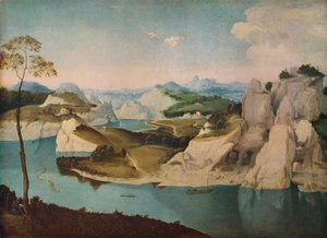 Landschaft: ein Fluss zwischen Bergen, ca. 1600