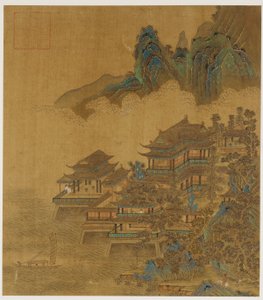 Landschaft: ein Palast zwischen See und Bergen, Ming- oder Qing-Dynastie, 17. Jahrhundert