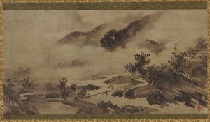Landschaft: Berge, Nebel und Bach, Edo-Periode, 18. Jahrhundert