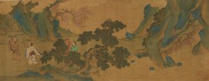 Landschaft mit daoistischen Unsterblichen in den Bergen, Ming- oder Qing-Dynastie, 17. Jahrhundert von Unbekannt
