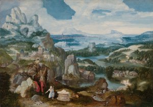 Landschaft mit dem reuigen heiligen Hieronymus, 1530-1540 von Unbekannt