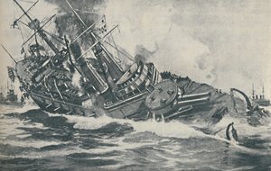 Letzte Momente des sinkenden Schlachtschiffs HMS Victoria