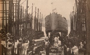 Stapellauf der H.M.S. Lion im August 1910, ca. 1910, 1935