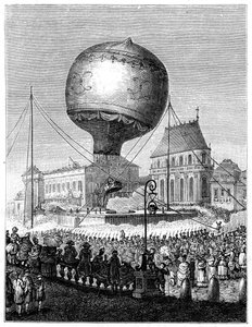 Start eines Heißluftballons, spätes 18. Jahrhundert, 1885 von Unbekannt