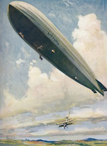 Start eines Flugzeugs von einem Luftschiff in der Luft, 1927 von Unbekannt