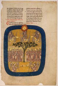 Blatt aus einem Beatus-Manuskript: Engel halten die vier Winde zurück..., ca. 1180