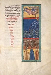 Blatt aus einem Beatus-Manuskript: Der erste Engel bläst die Trompete von Unbekannt